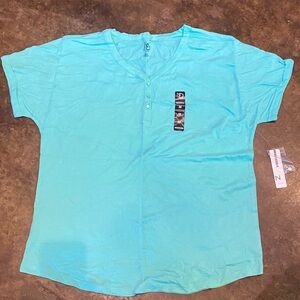 New Directions Light Blue Cotton Blend Top